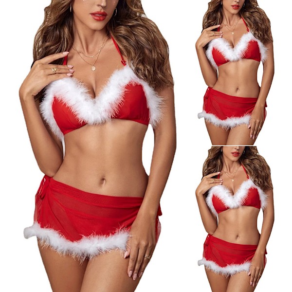 Kvinnors Jultomte Cosplay Sexig Lingerie Underkläder Nattkläder Sovkläder M