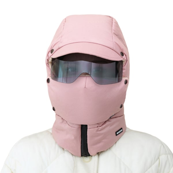 Helansikts Skidmask, Vindtät och Dammtät Utomhus Balaclava med Glasögon Skidmössa för Män och Kvinnor Pink