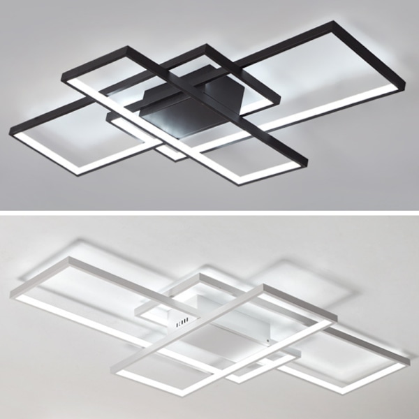 [3 päivän lähetys] LED moderni kattovalaisin - kattolamppu - olohuoneen lamppu - koristeellinen kattovalaisin olohuoneeseen, makuuhuoneeseen, keittiöön ja toimistoon White Light - Black 90x50cm