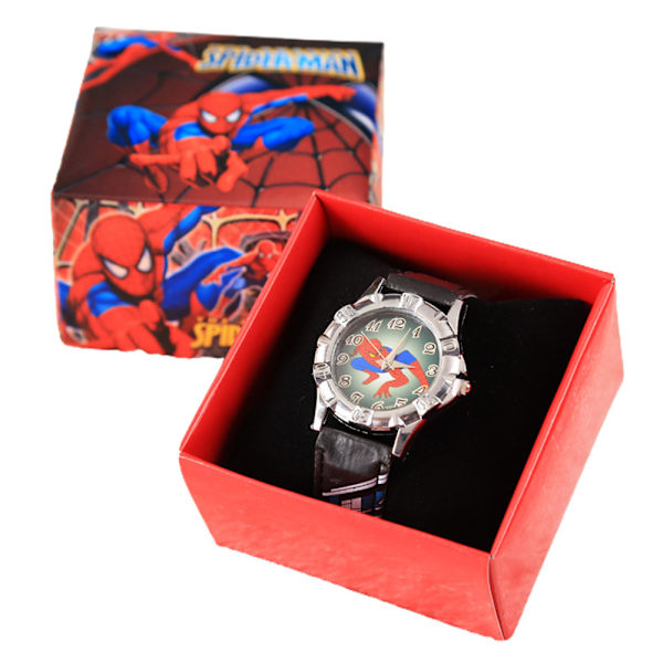 Barnens mode boxade tecknade klocka Spider-Man klocka Black