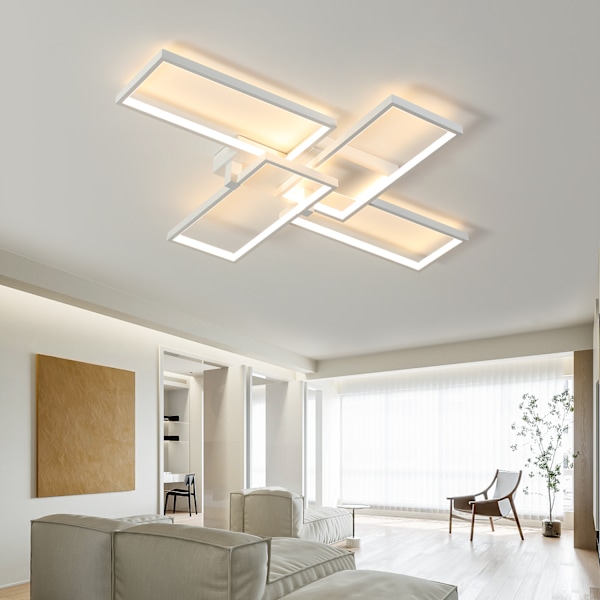 [3 dagers forsendelse] LED taklamper - Trinnløs dimbar taklampe - 4 rektangler, 90*65cm White