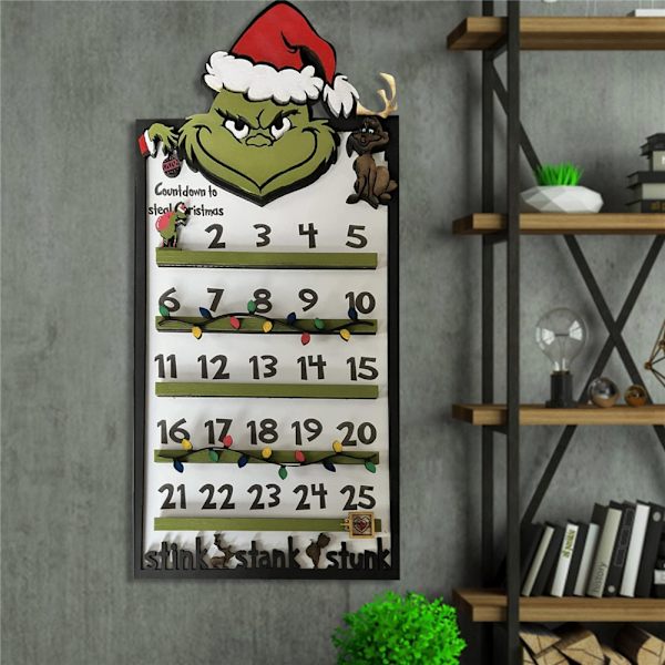 Jul Grinch Nedräkning Adventskalender Väggdekor Xmas