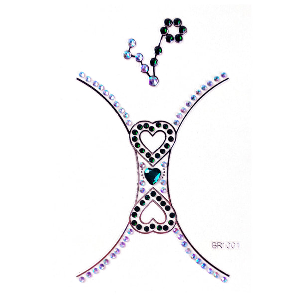 Rhinestone Crystal Bröst Body Tattoo Sticker Diamonds Decor #Br1001
