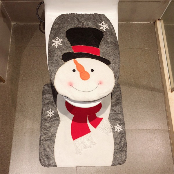 2 st julälg tomte toalettstolsskydd matta heminredning snowman