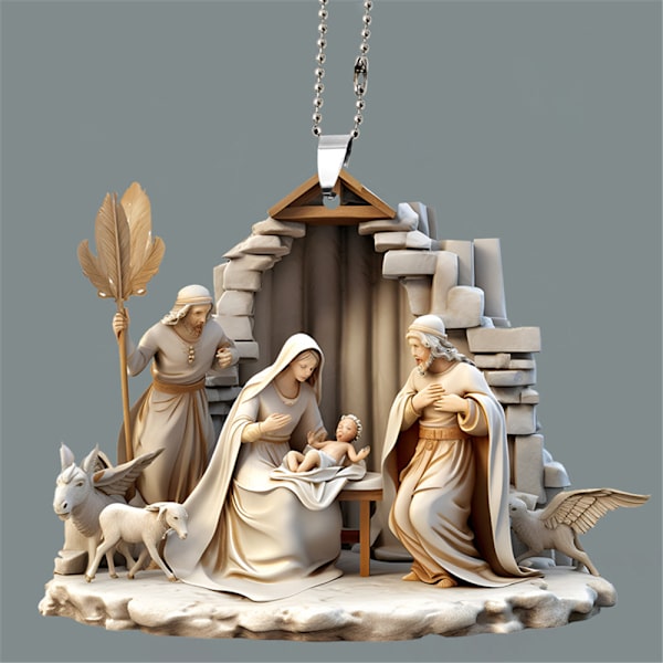 7 stk. Julekrybbe Ornamenter, Julepynt til Træer, Julepynt 7PCS