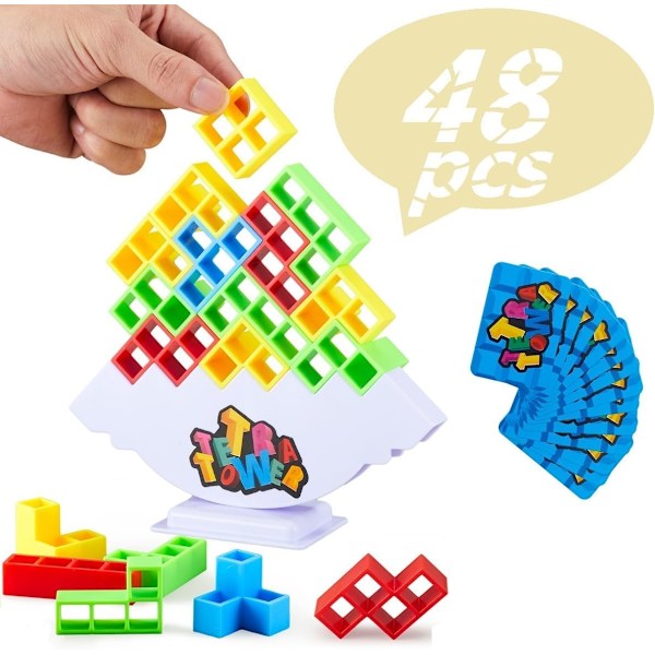 48 Stycken Tetra Pak Stapelspel Brädspel Lämpligt för 2 Spelare+Familjespel, Fester, Resor, Barn- och Vuxenbyggklossleksaker 48PCS