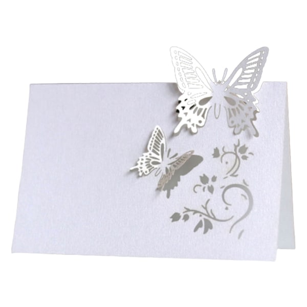 Bord Namn Bordskort Butterfly Bröllop Pearlescent sits Card White 1pc