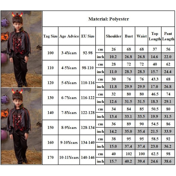 Halloween Barn Kostym för Flickor Vampyr Prinsessa Kläder Skräck boys 140cm