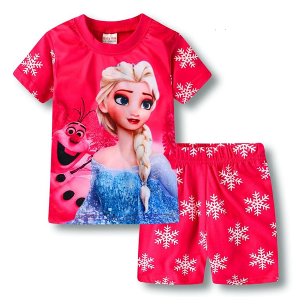 Girls Princess Pyjamas Set T-shirt Shorts Outfits Set C 5-6 Years