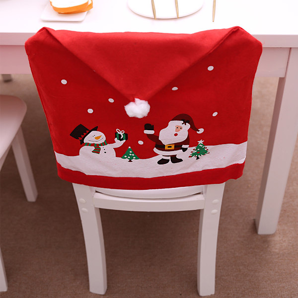 4 stk. Jule Spisestuestol Trekk Ornamenter Sett til Jul 4pcs