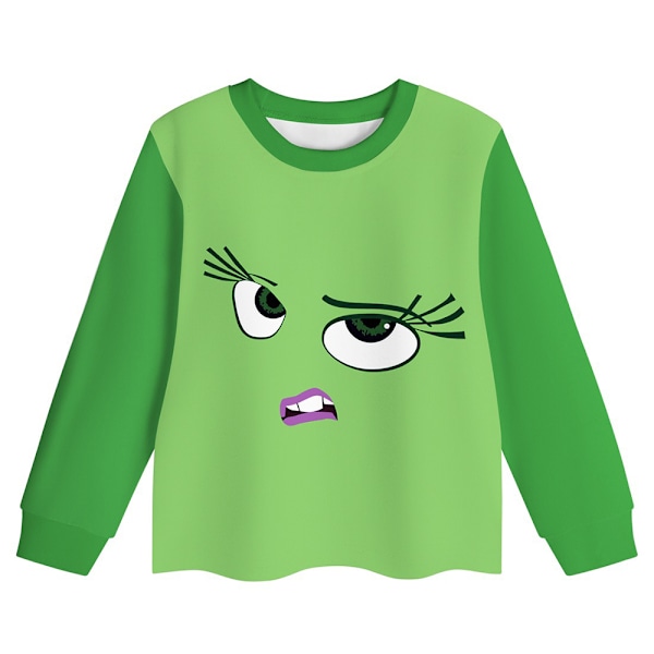 5-10 år pojkar flickor Inside Out 2 långärmad topp och byxor pyjamas set barn sovkläder outfit, grön 110cm