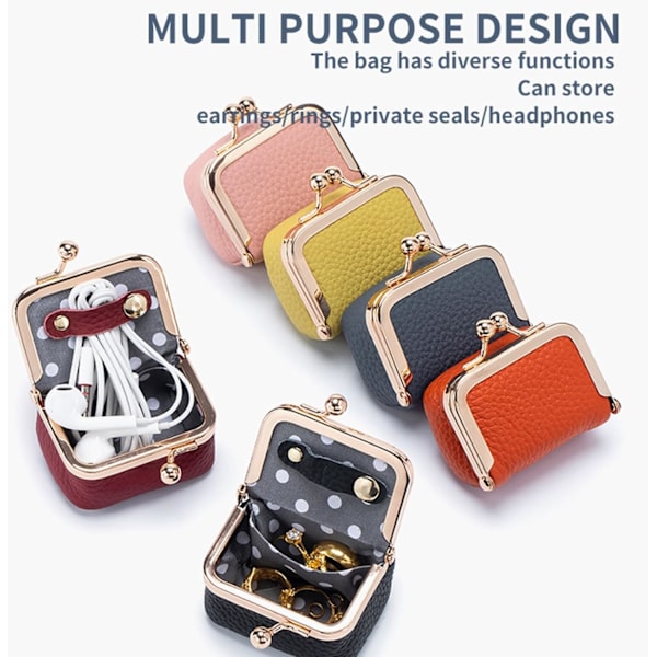 Läder Mini Smyckeskrin, Bärbar Retro Läder Myntplånbok Smyckeskrin med Lås, Reseringask Passar för Örhängen/Ringar/Halsband/Armband Orange