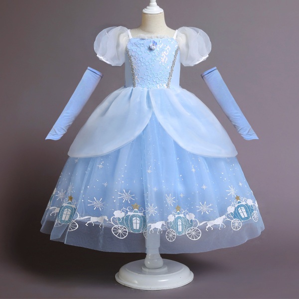 Cinderella Princess Dress Cosplay Girl Födelsedagsklänning 4-5 Years