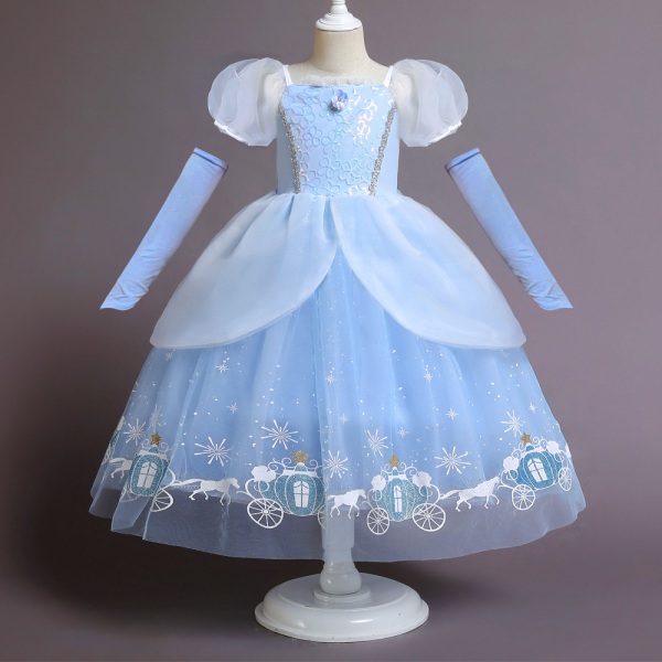 Cinderella Princess Dress Cosplay Girl Födelsedagsklänning 6-7 Years