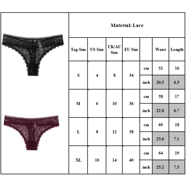 Låg midja sömlös spets Genomskinliga sexiga underkläder för kvinnor Wine red M