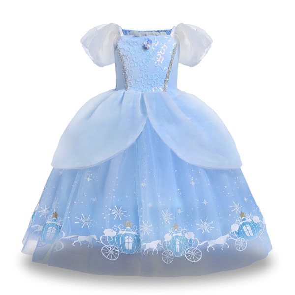 Cinderella Princess Dress Cosplay Girl Födelsedagsklänning 6-7 Years