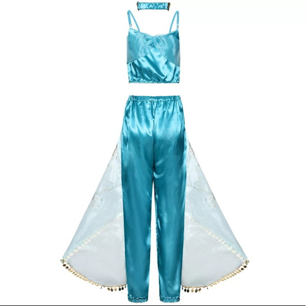Halloween Kostume Cosplay Aladdin Jasmine Prinsesse Kjole deep blue m