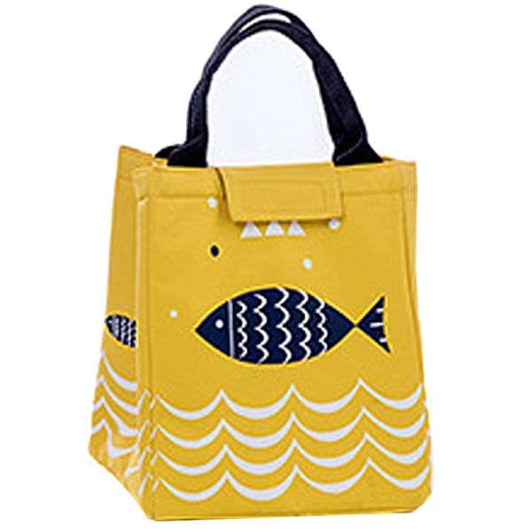 Picknickväska bärbar fish music sky isolering väska lunchväska yellow 23.5*20*17