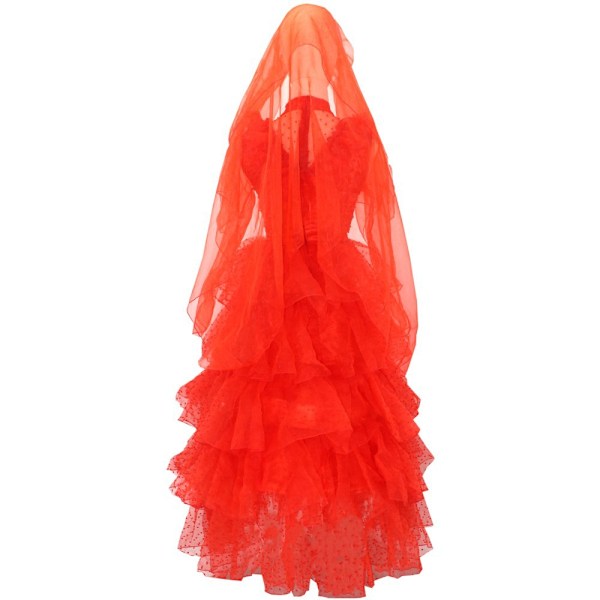 Beetle Cosplay Juice -asu Lydia Punainen Hääpuku Asut Naiset Retro Pitkähihainen Pitsi Tylli Morsiuspuku Halloween-juhlapuku XL