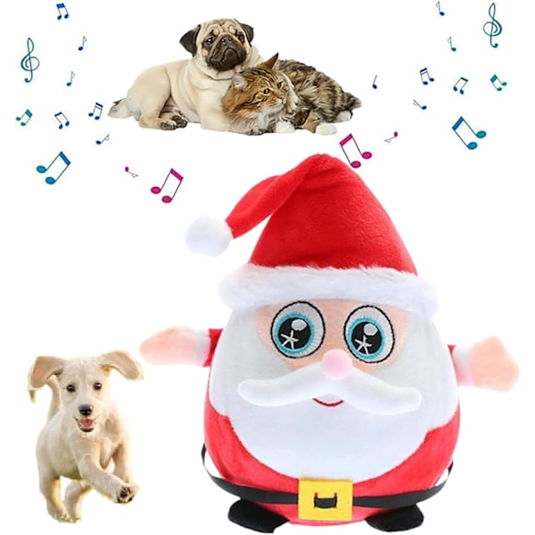 2024 Nya Interaktiva Hundleksaker Pratande Rörlig Hundboll Leksak Cartoon Gris Plysch Ljud Elektronisk Vallning Boll för Hundar Skaka Studsa Tråkighetsleksaker Santa Claus