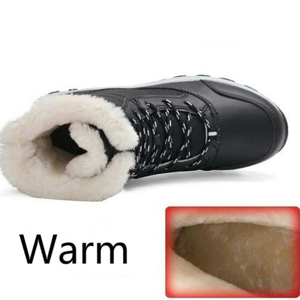 Snow Boots Plus Velvet High-Top Lace-Up Boots Skor för kvinnor white 39