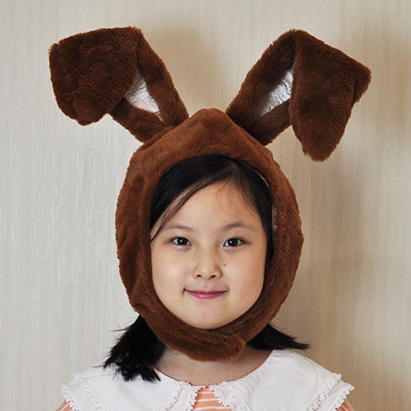 Bunny Ear Hat Påskhuvudbonader Ulldjurshuvudbonader Dress-up brown