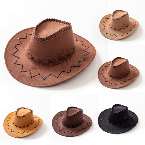 Kvinna Cowboy hattar Unisex vuxen västerländskt mode cowboyhatt Brown