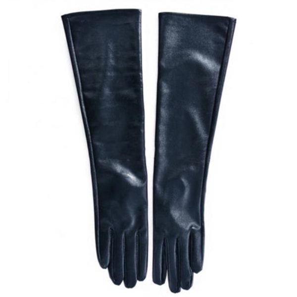 Långa läderhandskar för kvinnor mode retro trendiga handskar black 50cm