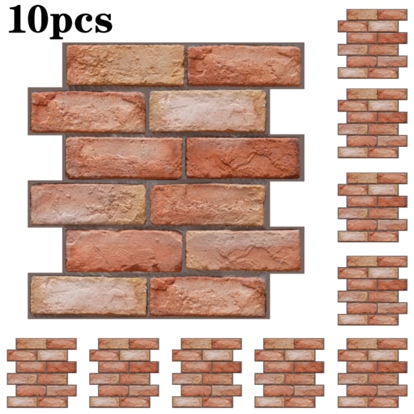 10 st Väggdekaler Simuleringstegel Självhäftande Tapet