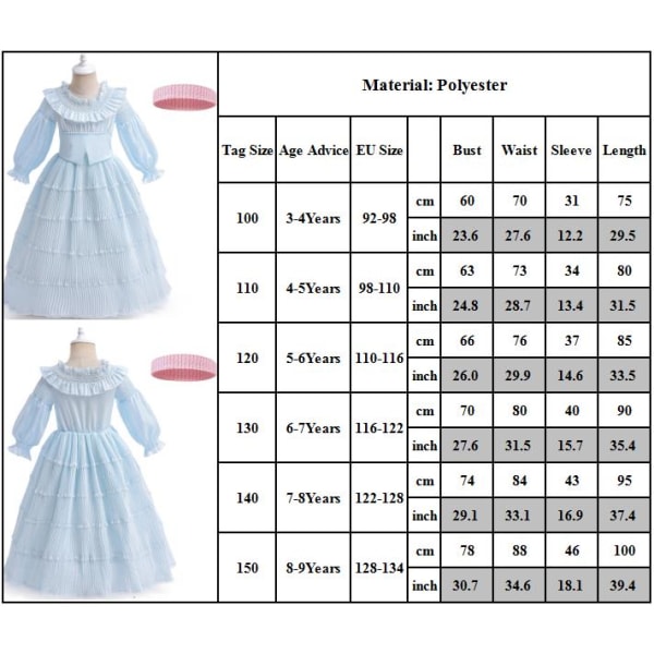 Sjöjungfru prinsessa klänning flickor cosplay födelsedagsfest prestanda 120cm