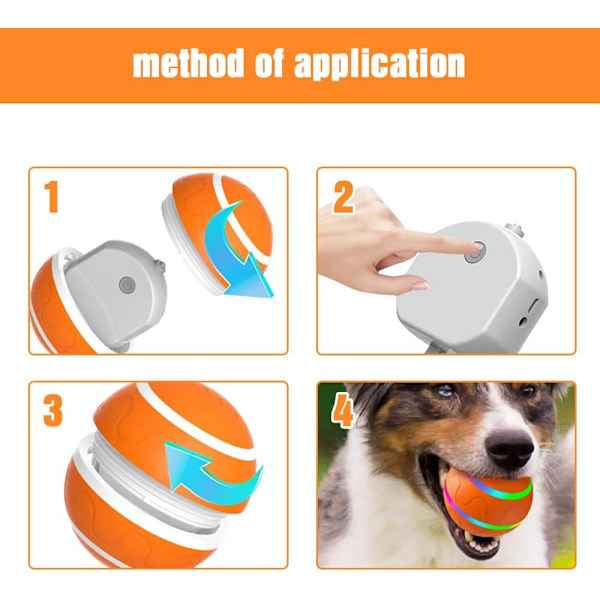 Hundleksak, Vibrerande Hundboll, Uppladdningsbar Automatisk Rörelse Skakande Hundleksak Boll, Interaktiv Rullande Hundboll Leksak Med Ljus, Orange