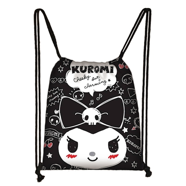 Kuromi dragsnöre ryggsäckar härlig skolväska lätt söt rese ryggsäck presenter barn skolväska flickor & pojkar #1 32x38cm