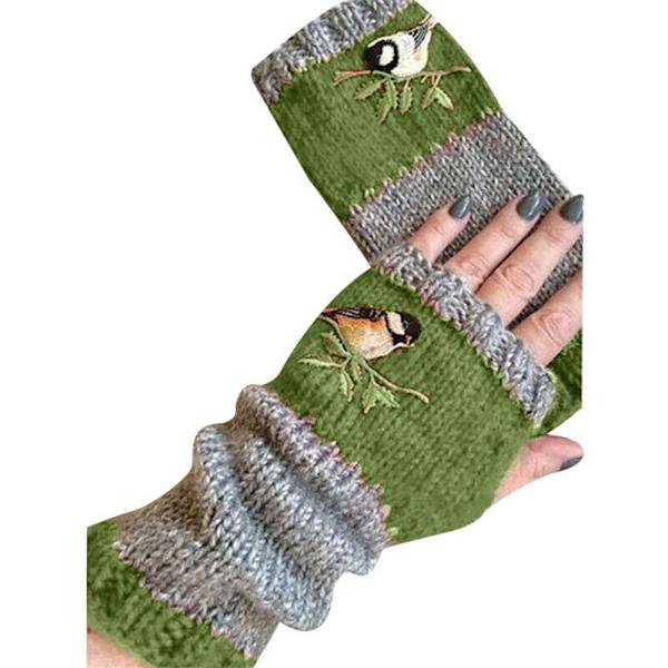 Dame broderede handsker med syninger_ lange retro modehandsker_ green