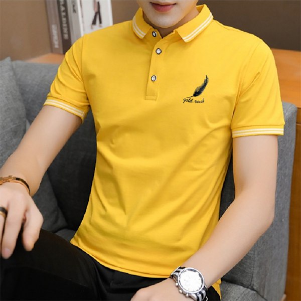 Herr Business Solid Kortärmad Poloskjorta, upp till 5XL Yellow 4XL
