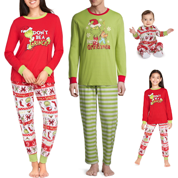 Familjematchande Julpyjamas Mamma Pappa Tonåringar Barn Nattkläder Pyjamas PJs Set Kids 4-5T