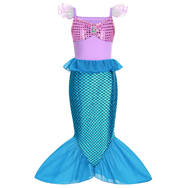 Sjöjungfru Prinsessa Ariel Paljett Fishtail Klänning Kostym Halloween Biling Bodycon Klänning Fest Barn Maskerad #2 120cm
