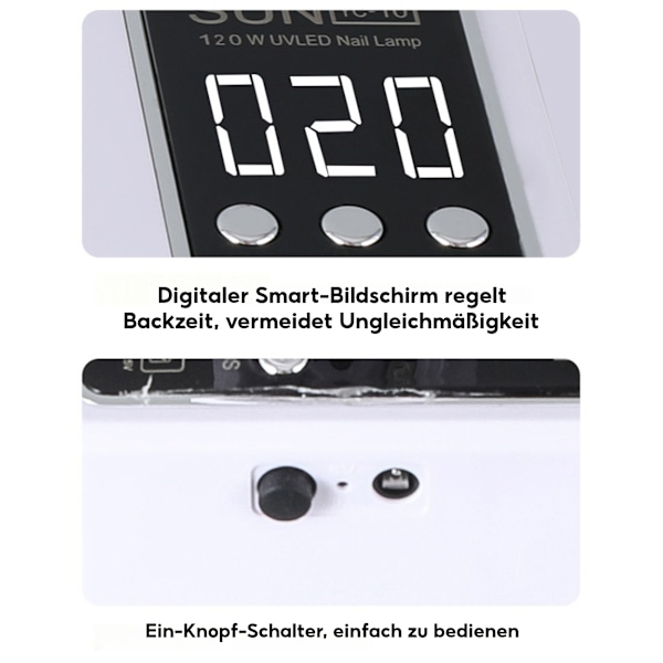 [3-dages forsendelse] Gel LED neglelampe - 3 timer tørretumbler - LCD-display - Hurtigtørrende neglekunstlampe - 72 W foldbar handske pude neglelampe, med 24 LED-lampeperler