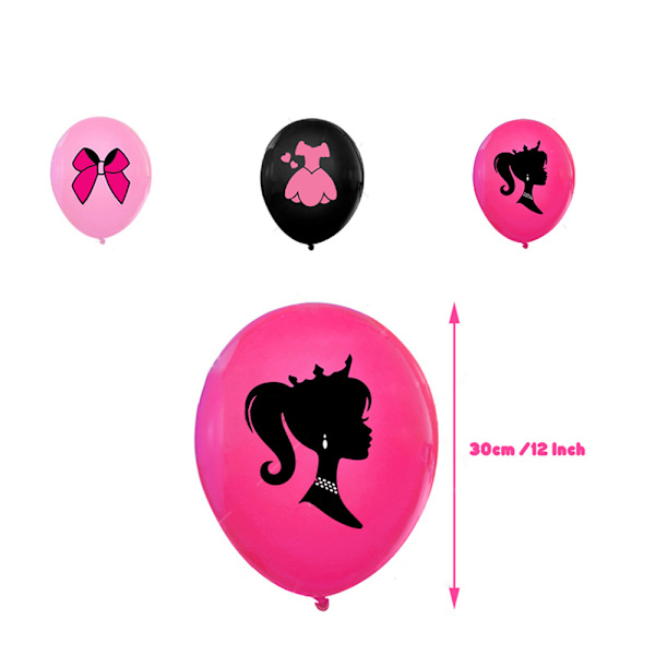 Barbie Tema Födelsedagsfest Tillbehör Ballonger Set Banner Toppers Tårtdekoration