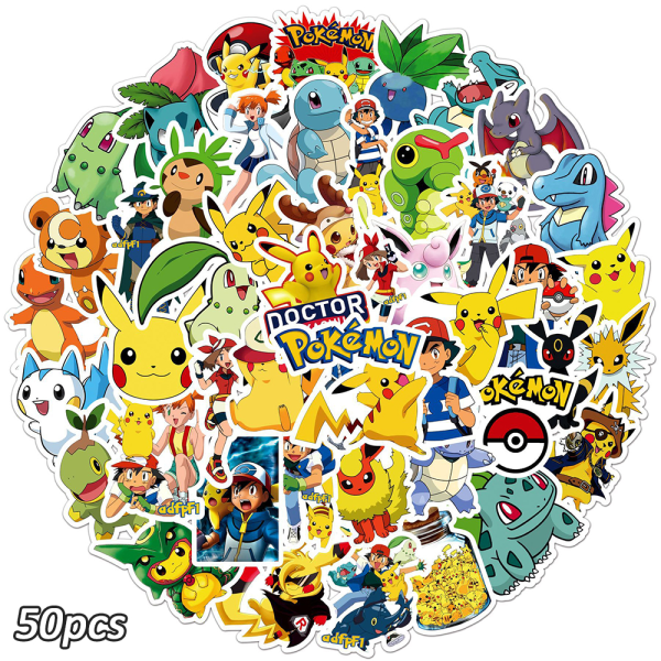 50 st Pikachu Theme Stickers Pack Dekaler Dekoration för gitarr 50PCS