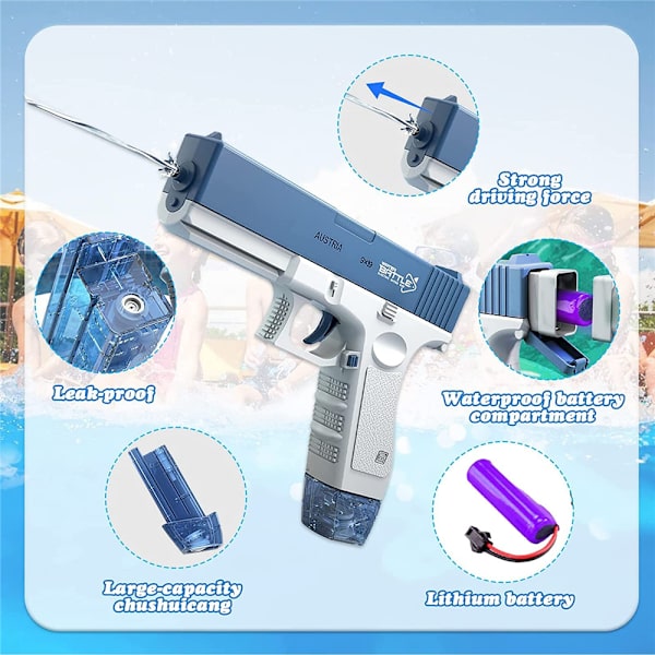 Elektrisk vattenleksak Automatisk vattenleksak med vattenleksak med hög kapacitet för sommarpoolen Blue clip version