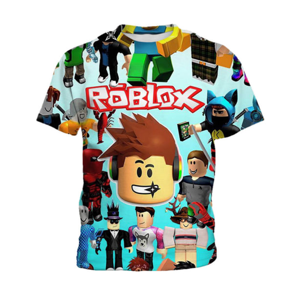 Roblox tryckt T-shirt barn pojkar kortärmad toppar A 8-9 Years