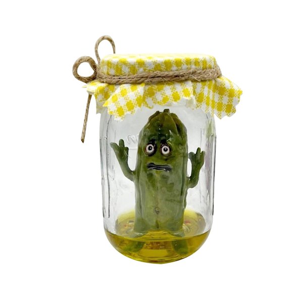 Grumpy Pickle i en burk Skulptur Skrikande Miniatyr Känslomässigt stöd Gåvor C