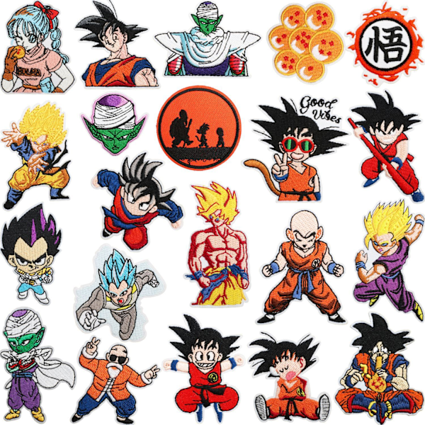 21 stk./sett Dragon Ball Patch Stryke Patch Stryke Bilde Applikasjon Stryk på 21PCS