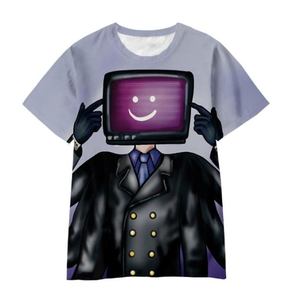 Skibidi Toalett TV Man Barn 3D Print T-Shirt Pojke Tjej Sommar Kortärmad T-tröja C 6-7 Years