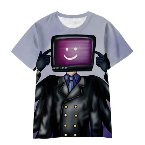 Skibidi Toalett TV Man Barn 3D Print T-Shirt Pojke Tjej Sommar Kortärmad T-tröja C 7-8 Years