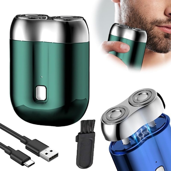 Ny Uppgraderad Modell Mini Dubbelhuvud Elektrisk Rakapparat, Unisex Mini Bärbar Elektrisk Rakapparat Green