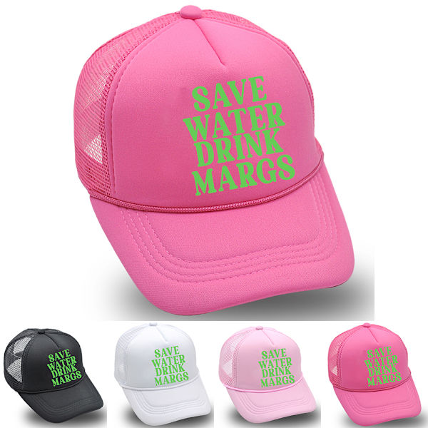 Womens Save Water Drink Margs Baseball Cap Mesh Snapback Trucker Hat Solhattar White