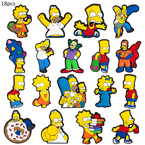 18 kpl Simpsonit sarjakuva kenkien Croc Charms -tarvikkeet Kenkien nappikoristeet 18PCS
