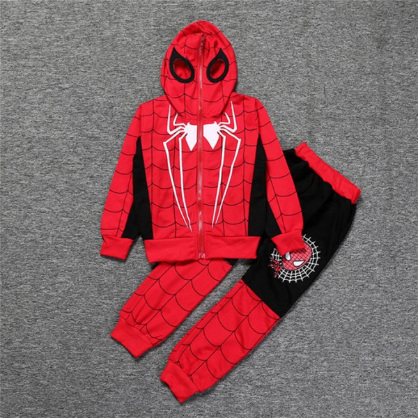 Spiderman Outfit för pojkar Barn Sport Träningsoverall Sweatshirt black 7-8Years