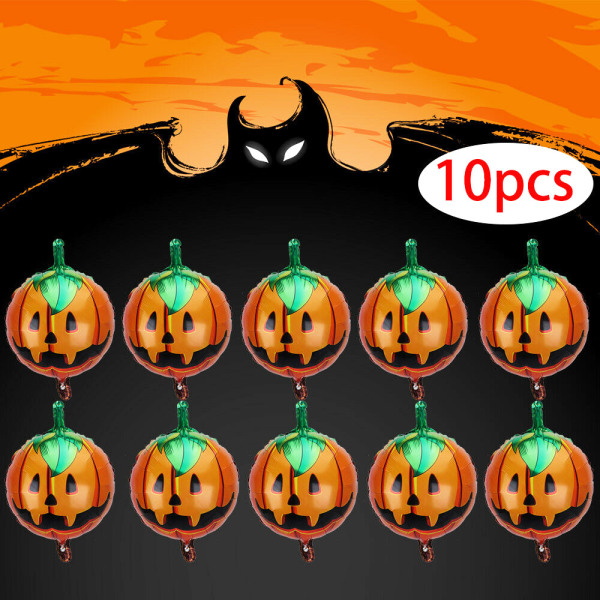 10-pack Halloween Dekor Aluminium Pumpa Ballong Fest Dekor